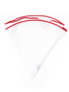 White Linen/Indian Red Trim Linen Pocket Circle